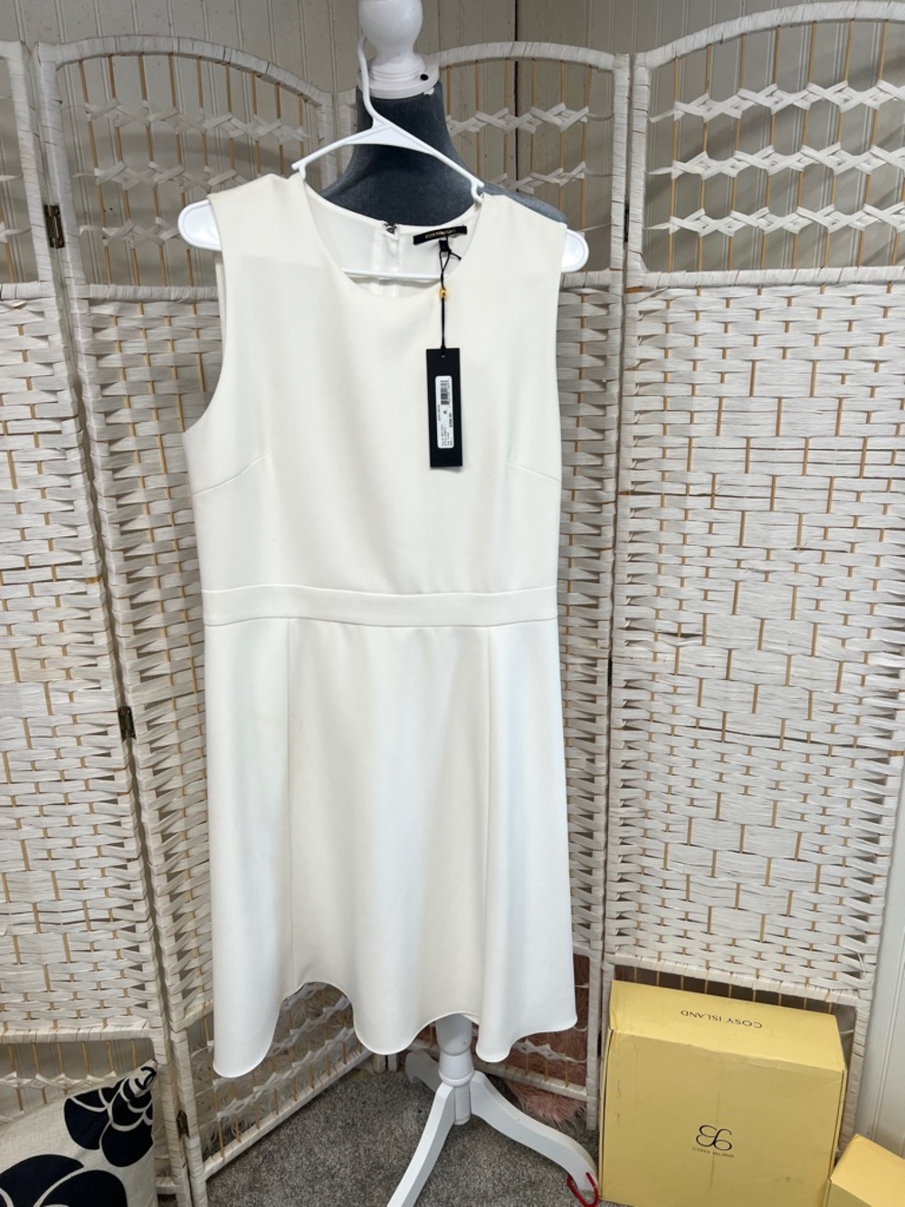 Kobi Halperin Ivory Sleeveless Midi Fit-and-Flare Dress